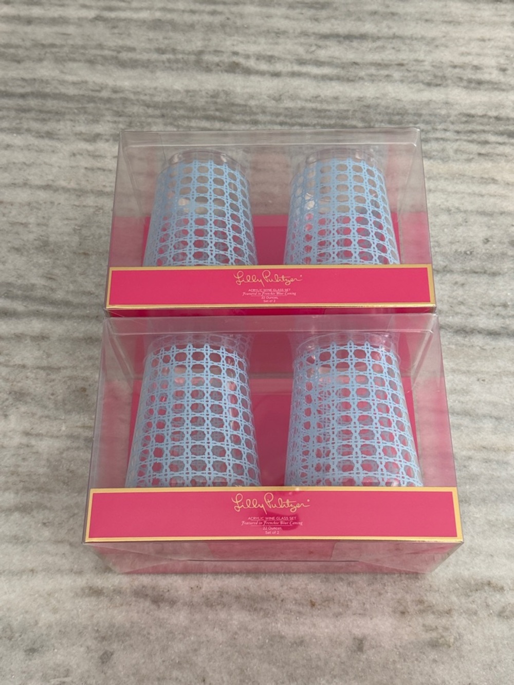 NEW Lilly Pulitzer Acrylic Stemless Wine Glasses - Set of 4